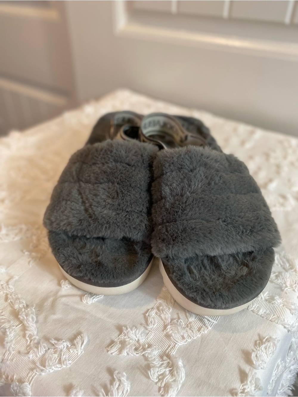 Koolaburra Gray Faux-Fur Slide Sandals - Picture 6 of 10